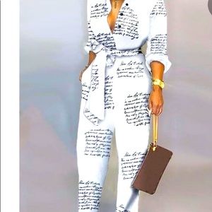 White Print Jumpsuit